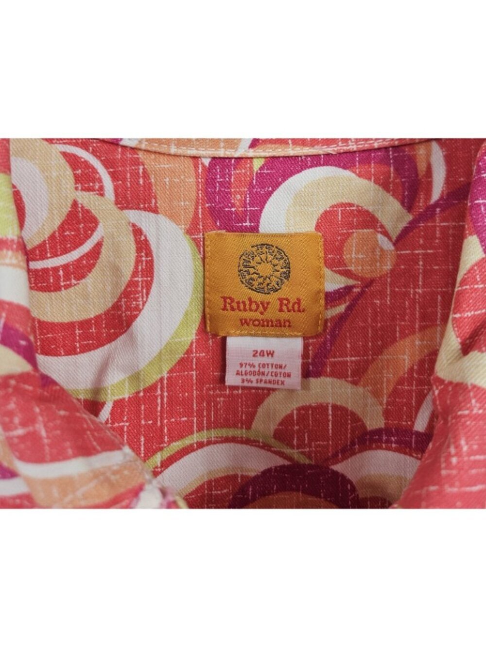 Ruby Rd Colorful Cotton/spandex Button Down Jacket Size 24W - Picture 2 of 3